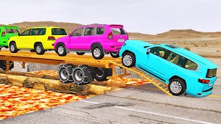 Toyota Cars vs Train | Truck Man Flatbed vs Train Beamng.drive 039