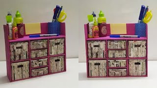 How to make Desk Organizer from waste Newspaper || Best Out of Waste || DIY Room Organizer