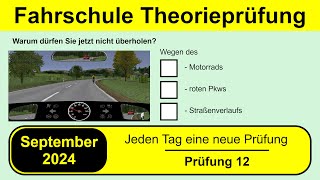 🚘 Führerschein Theorieprüfung Klasse B 🚗 September 2024 - Prüfung 12 🎓📚