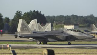 Lockheed Martin F- 22 Raptors Departing RAF Lakenheath 08/08/24. #f22raptor #raflakenheath