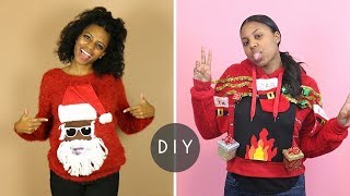 DIY Ugly Christmas Sweaters | Talking Santa & Lit Fireplace