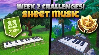 HOW TO PLAY SHEET MUSIC IN PLEASANT PARK & LONELY LODGE | Week 2 Challenges (Fortnite Battle Royale)