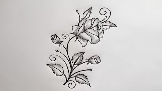 Rose Embroidery Design Ideas | Rose Drawing | Flower Design Drawing