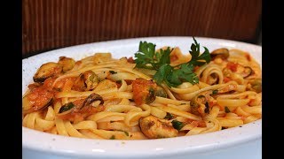 სპაგეტი მიდიებით თეთრ ღვინოში / spaghetti midiebit tetr ghvinoshi