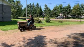 Grass cutting with an older Sears Craftsman riding tractor mower. #sears  #craftsman #ridingmower.