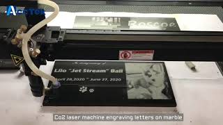 AccTek co2 laser machine engraving letters on marble granite for tombstone 6090 1390 size