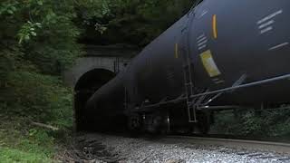 CSX Local Freight Emerges From Tunnel Caboose First