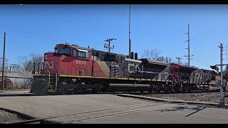 2/18/2024_4 CN 8839, CN 3267 Whole train of empty centerbeam flatcars@TrainswithAndy