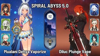 C0 Mualani Dehya Burgeon Vaporize | C1 Diluc Xianyun Plunge Team | Spiral Abyss 5.0 | Genshin Impact