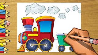 How To Draw A Toy Train For Kids Step By Step With Pencil - Cute Drawings For Little Kids