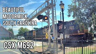 2nd View: McCormick Station, CSX M692 Passes Through McCormick, South Carolina - 08-24-2024