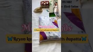 Meesho finds AaW Reyon kurti with pant sets dupatta 🌷✨ #meeshofinds #dress #newcollection #unboxing