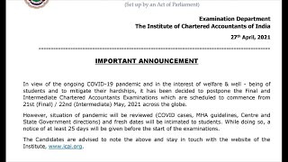 CA exams postponed. Confirmed.