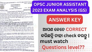 OPSC Junior Assistant 2023 exam analysis(GS),JUNIOR ASSISTANT ANSWER KEY