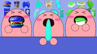 Kirby Animation - Eating Random Color Food (Mint, Blue, Green) Asmr Mukbang Complete Edition