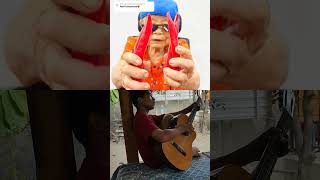 Nenek mukbang dan cucu bermain gitar #food #strawberry #strowberry #gitar #mukbang