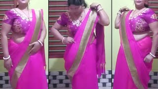 Saree Draping With Normal Peticoat | South Indian Silk Saree Draping Style