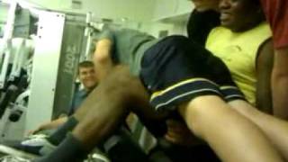 Nathan Lata leg pressing 4 people