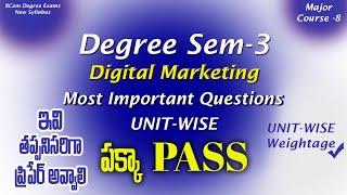 Degree Semester 3 - Digital Marketing Most Important Questions UNIT-WISE Weightage Degree Exams 2024