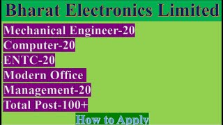 BEL Recruiment 2021 || 100+ Engineers Post || How to Apply