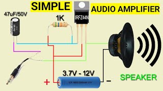 High Bass Simple Audio Amplifier With Circuit Diagram Using IRFZ44n MOSFET