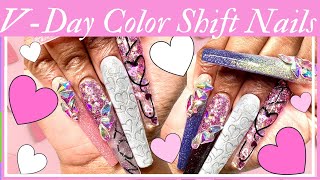 Color Shift Acrylic Nails ft Rosalind Gel Polishes - Valentines Day Nails 3XL