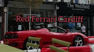 Red ferrari roars round the streets of Roath Cardiff