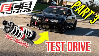 Road testing our ECS Tuning coil overs - BMW e46 m3 custom steering wheel give away announcement