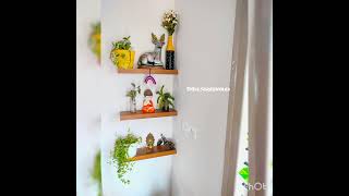 #homedecor #livingroom #cornershelf #cornerstyling#indoorplants#bottleart #homedecorideas