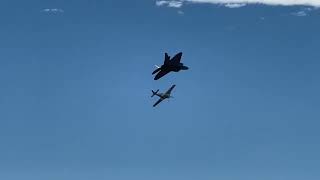 Rare Sight! F-22 Raptor & P-51 Mustang Flying Side by Side