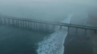 4K flight through Fog at sunrise cont. at The Pier in Manhattan Beach, CA on November 1st, 2020