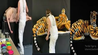 proses pembuatan iklan wanita membentuk harimau