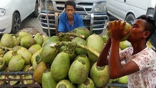 Coconut Cutting & eating, Street Food Coconut Cutting Skill ! Healthy Natural Drink Coconut Water