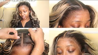 EASY MELT Invisible Lace Seamless Highlighted Frontal Wig Install No Baby Hairs Ft West Kiss Hair