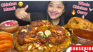 SPICY WHOLE CHICKEN CURRY WITH CHICKEN MANDI BIRYANI, BOILED EGGS, RAITA AND JALEBI | EATING SHOW