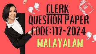 kerala psc Clerk  Pathanamthitta, Thrissur, Kasargode malayalam answer key 2024