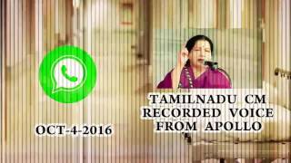 CM Jayalalitha Voice audio from Apollo hospital - Exclusive viral whatsapp Audio