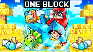 SURVIVING on ONE LUCKY BLOCK With CRAZY FAN GIRL!