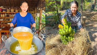 Fry egg cooked Rice, Crispy Pork Belly, Banana chips | Mommy Chef Sros Recipe | Cooking with Sros