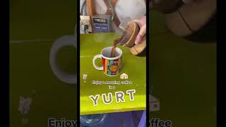 Coffee in a YURT!! 🛖  #thegreatattempt #yurt #travel #vlog #adventure