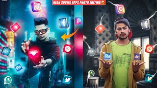 PicsArt Neon Glowing Social Apps photo editing tutorial - Taukeer Editz