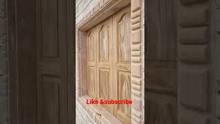 wood window fitting in stone चौखट ||carpenter work || लकड़ी की बारी #woodart #window #shorts