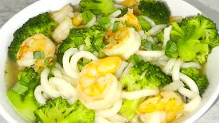 Shrimp and Broccoli Udon Noodle Soup | Tanny Cooks