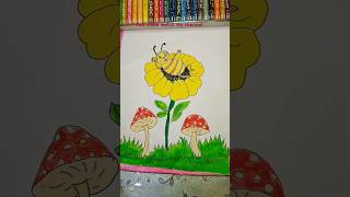 how to draw easy honey bee with flower #drawing #trending #shorts #youtubeshorts