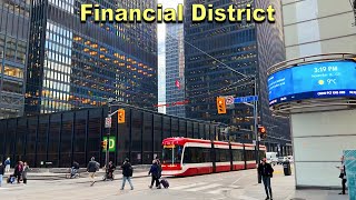 Toronto Financial District Skyscrapers Walk Downtown | Quiet Weekday Rush Hour