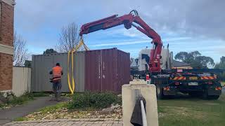 Crane Truck Loads 20ft Modified Shipping Container. 0414319016