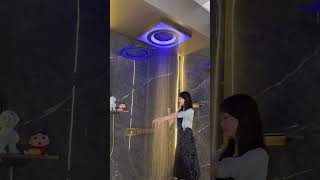 The new 2025 concealed ceiling shower head is very beautiful, and the LED light strip makes it more.