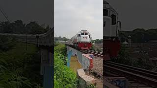 Kereta Api Melintas di Jembatan Kampung Warna Warni