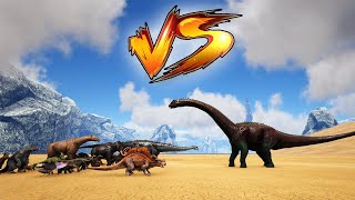 ALL ARK HERBIVORES (LEVEL 1) VS THE BRONTOSAURUS (LEVEL 150) | Ark Battles | Thyrulous