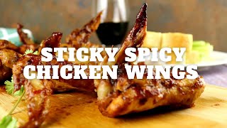 STICKY SPICY CHICKEN WINGS RECIPE #Shorts #YTShorts  #Chickenwings